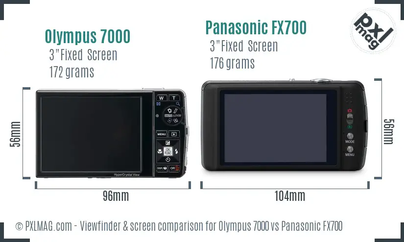 Olympus 7000 vs Panasonic FX700 Screen and Viewfinder comparison