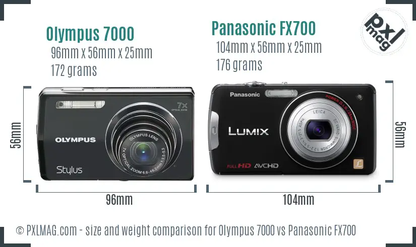Olympus 7000 vs Panasonic FX700 size comparison