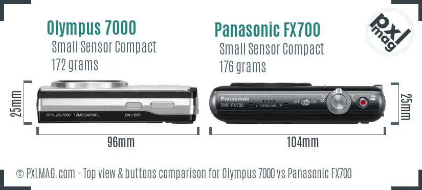 Olympus 7000 vs Panasonic FX700 top view buttons comparison