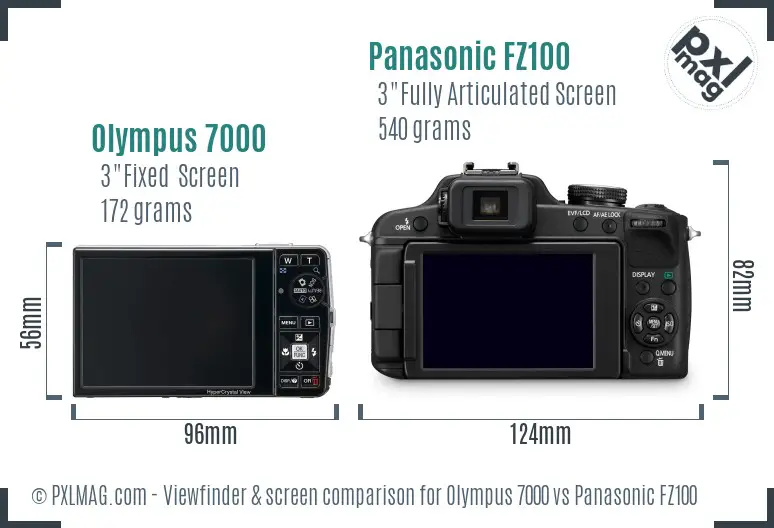 Olympus 7000 vs Panasonic FZ100 Screen and Viewfinder comparison