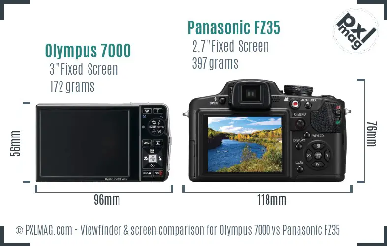 Olympus 7000 vs Panasonic FZ35 Screen and Viewfinder comparison