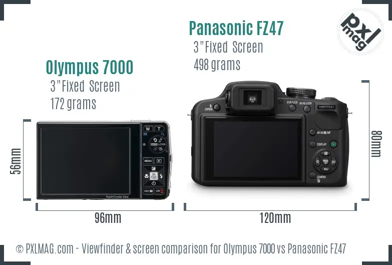 Olympus 7000 vs Panasonic FZ47 Screen and Viewfinder comparison