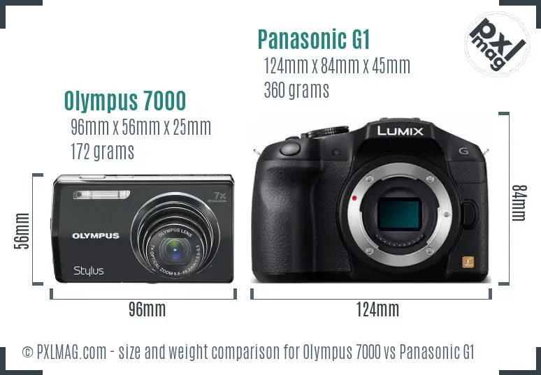 Olympus 7000 vs Panasonic G1 size comparison