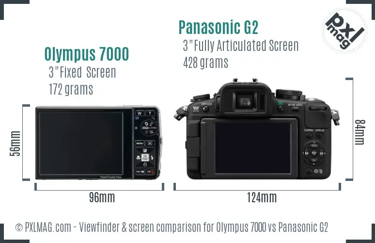 Olympus 7000 vs Panasonic G2 Screen and Viewfinder comparison