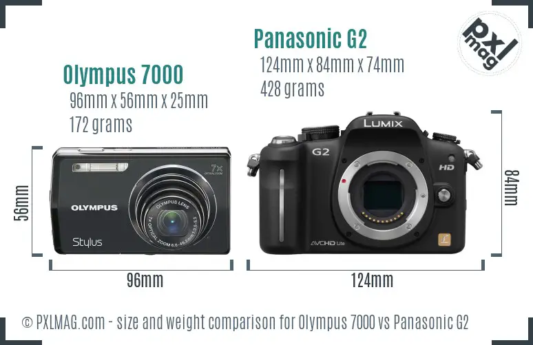 Olympus 7000 vs Panasonic G2 size comparison