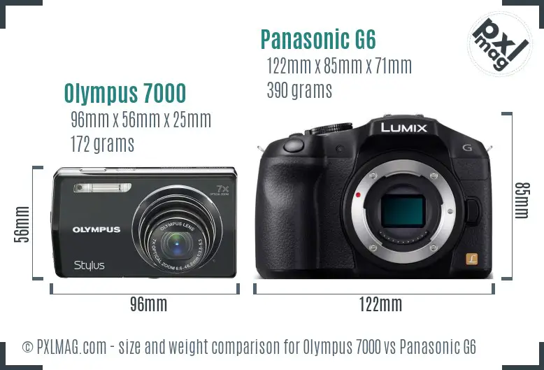 Olympus 7000 vs Panasonic G6 size comparison