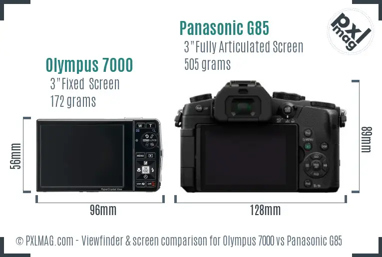 Olympus 7000 vs Panasonic G85 Screen and Viewfinder comparison