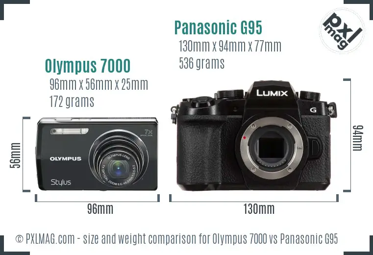 Olympus 7000 vs Panasonic G95 size comparison