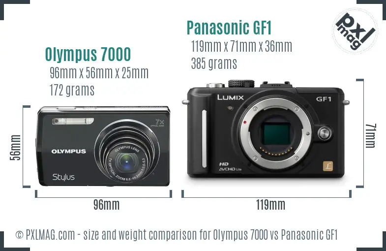 Olympus 7000 vs Panasonic GF1 size comparison