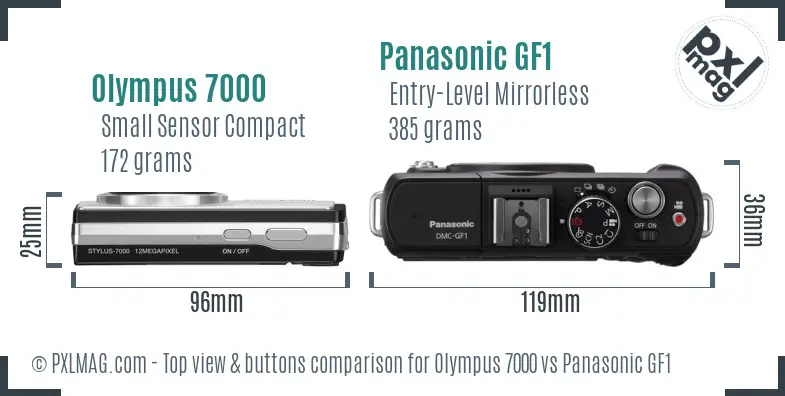 Olympus 7000 vs Panasonic GF1 top view buttons comparison