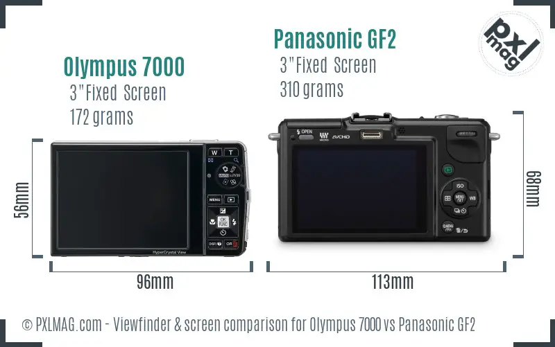 Olympus 7000 vs Panasonic GF2 Screen and Viewfinder comparison