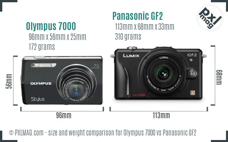 Olympus 7000 vs Panasonic GF2 size comparison