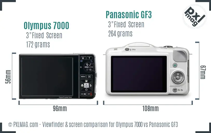 Olympus 7000 vs Panasonic GF3 Screen and Viewfinder comparison