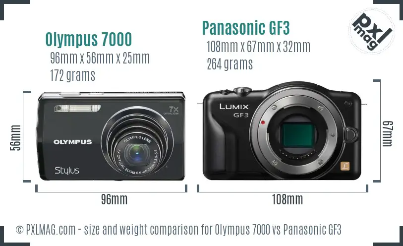 Olympus 7000 vs Panasonic GF3 size comparison