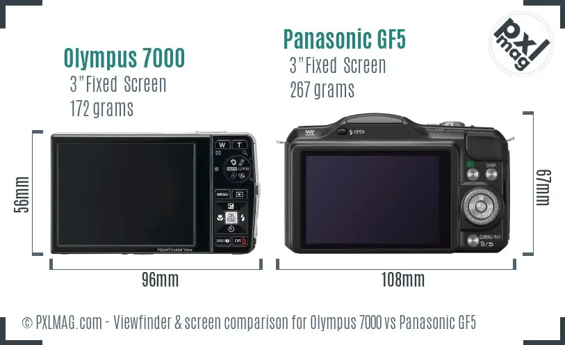 Olympus 7000 vs Panasonic GF5 Screen and Viewfinder comparison