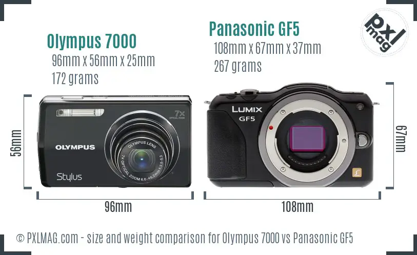 Olympus 7000 vs Panasonic GF5 size comparison