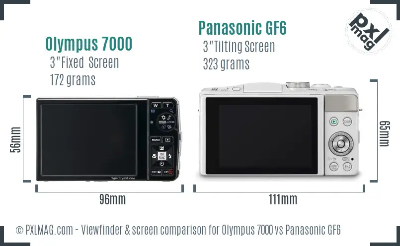Olympus 7000 vs Panasonic GF6 Screen and Viewfinder comparison