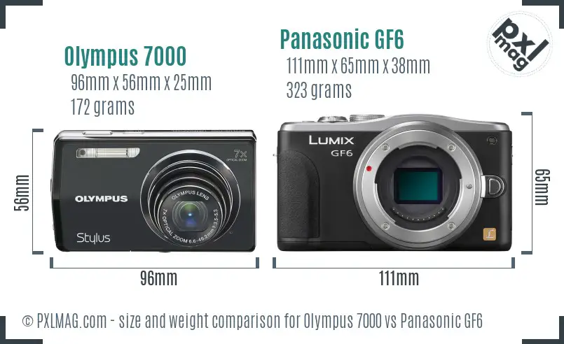 Olympus 7000 vs Panasonic GF6 size comparison