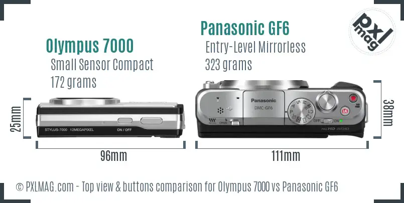 Olympus 7000 vs Panasonic GF6 top view buttons comparison