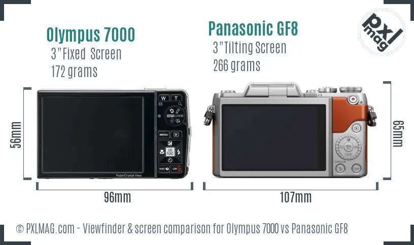 Olympus 7000 vs Panasonic GF8 Screen and Viewfinder comparison