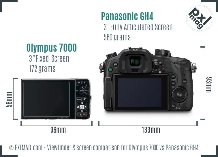 Olympus 7000 vs Panasonic GH4 Screen and Viewfinder comparison