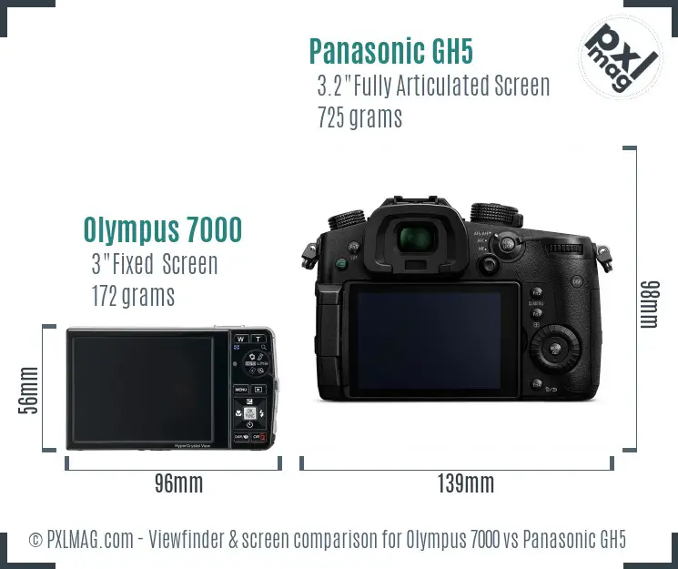 Olympus 7000 vs Panasonic GH5 Screen and Viewfinder comparison