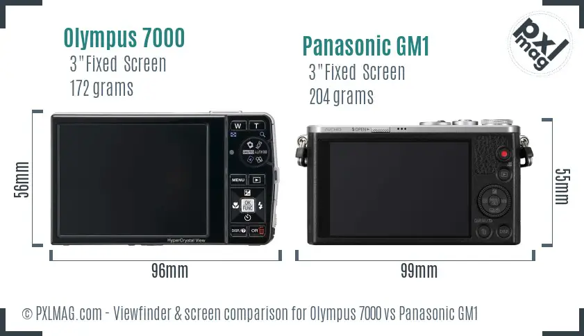 Olympus 7000 vs Panasonic GM1 Screen and Viewfinder comparison