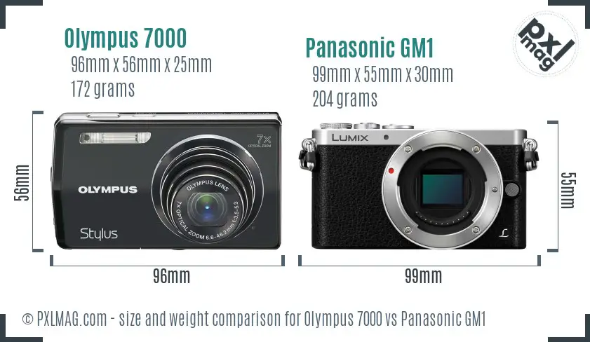 Olympus 7000 vs Panasonic GM1 size comparison