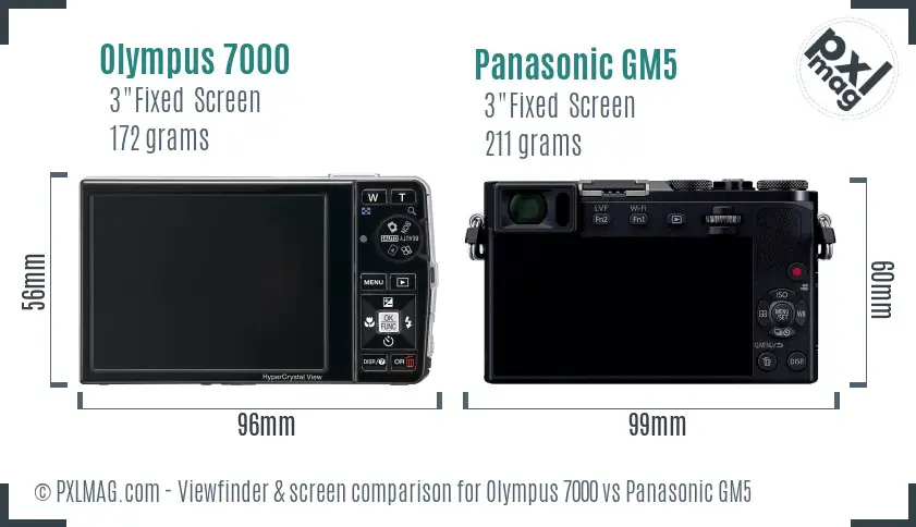 Olympus 7000 vs Panasonic GM5 Screen and Viewfinder comparison