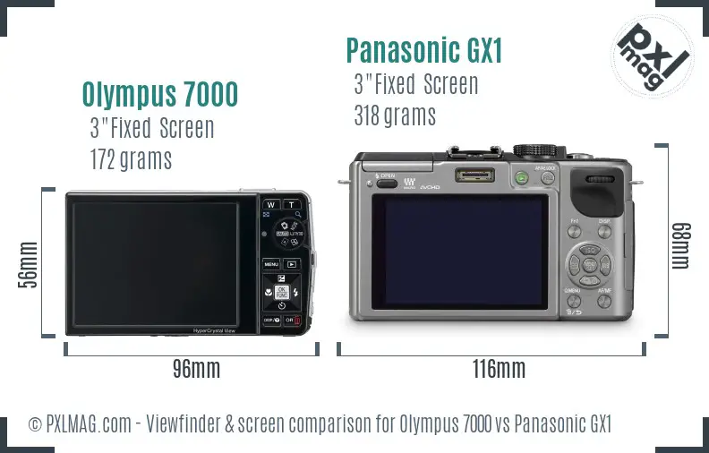 Olympus 7000 vs Panasonic GX1 Screen and Viewfinder comparison