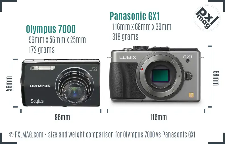 Olympus 7000 vs Panasonic GX1 size comparison