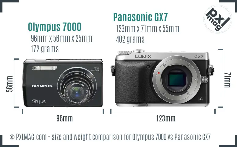 Olympus 7000 vs Panasonic GX7 size comparison