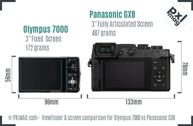 Olympus 7000 vs Panasonic GX8 Screen and Viewfinder comparison