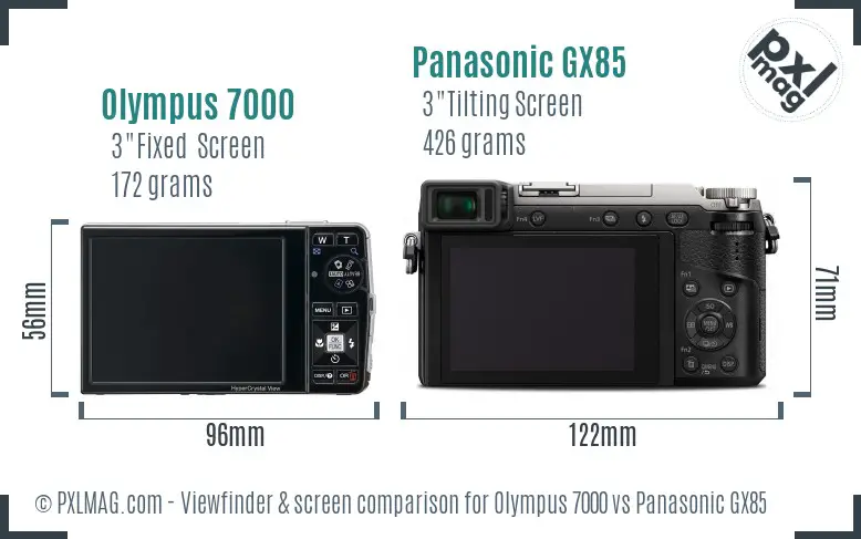 Olympus 7000 vs Panasonic GX85 Screen and Viewfinder comparison