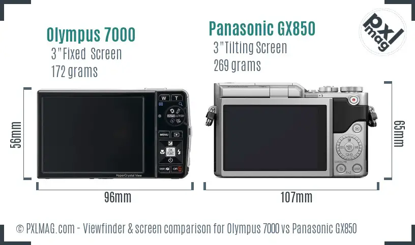 Olympus 7000 vs Panasonic GX850 Screen and Viewfinder comparison