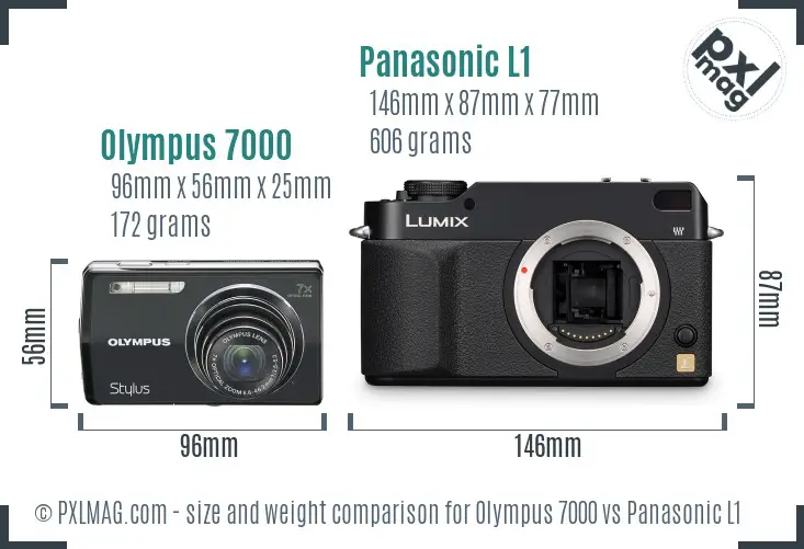 Olympus 7000 vs Panasonic L1 size comparison