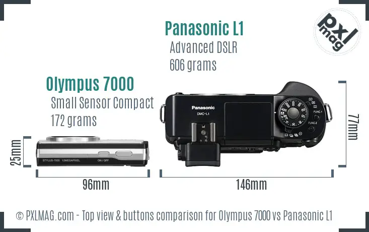 Olympus 7000 vs Panasonic L1 top view buttons comparison
