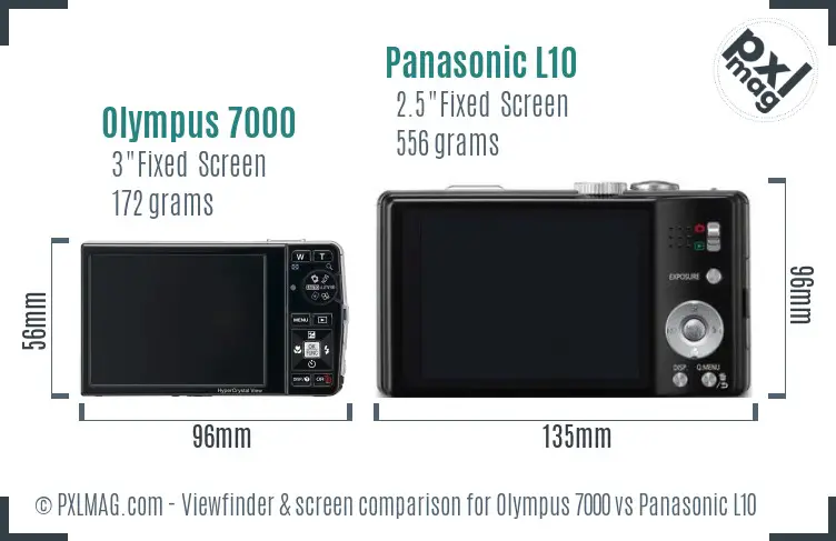 Olympus 7000 vs Panasonic L10 Screen and Viewfinder comparison