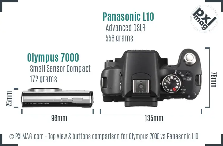 Olympus 7000 vs Panasonic L10 top view buttons comparison