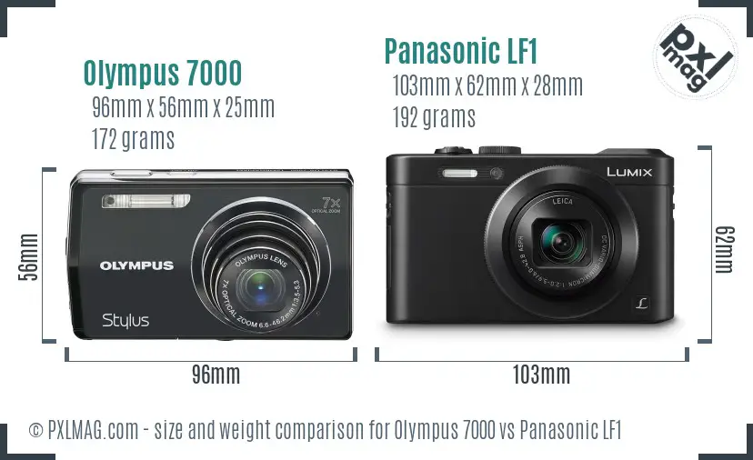 Olympus 7000 vs Panasonic LF1 size comparison