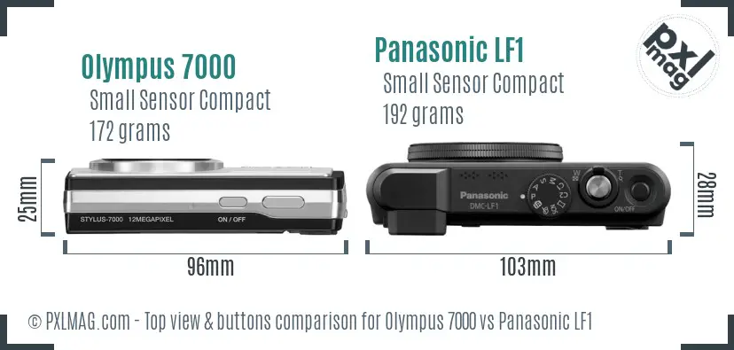 Olympus 7000 vs Panasonic LF1 top view buttons comparison
