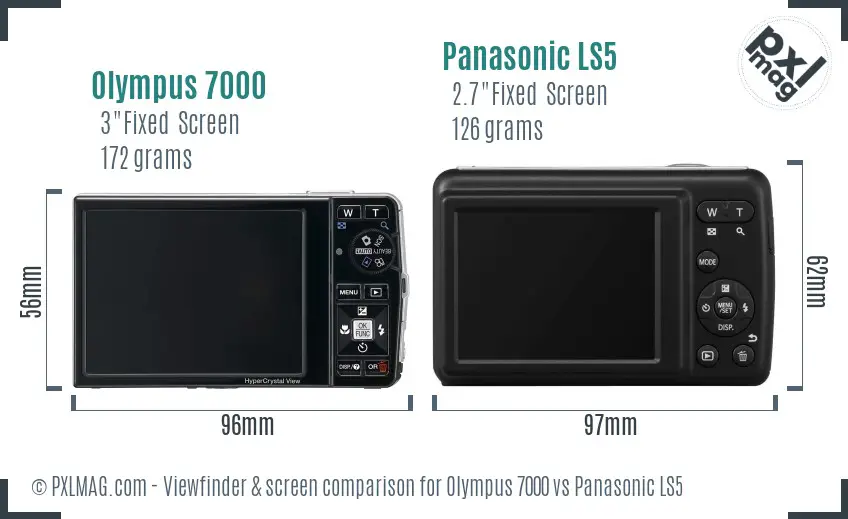 Olympus 7000 vs Panasonic LS5 Screen and Viewfinder comparison