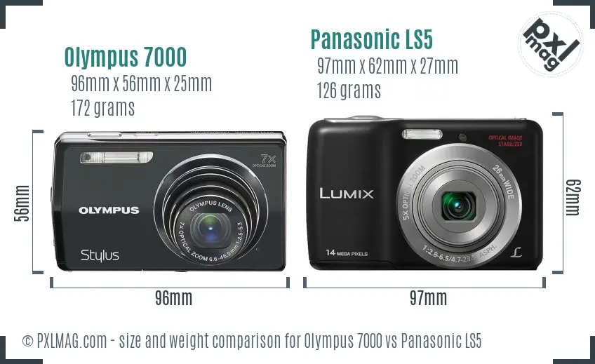 Olympus 7000 vs Panasonic LS5 size comparison
