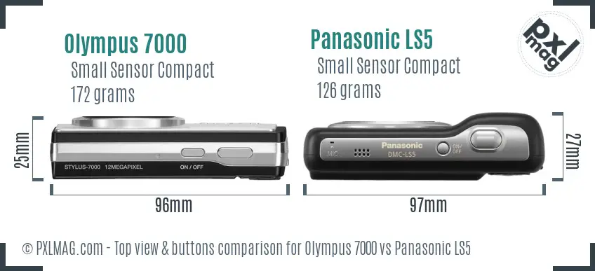 Olympus 7000 vs Panasonic LS5 top view buttons comparison