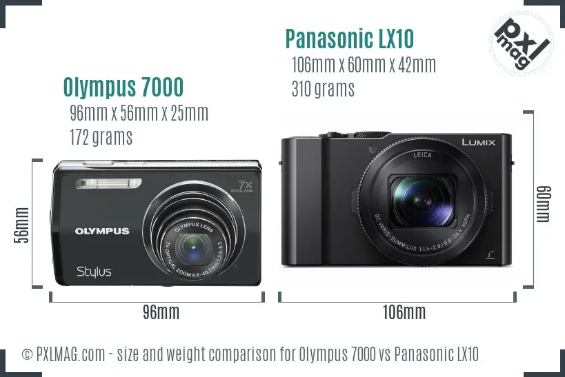 Olympus 7000 vs Panasonic LX10 size comparison