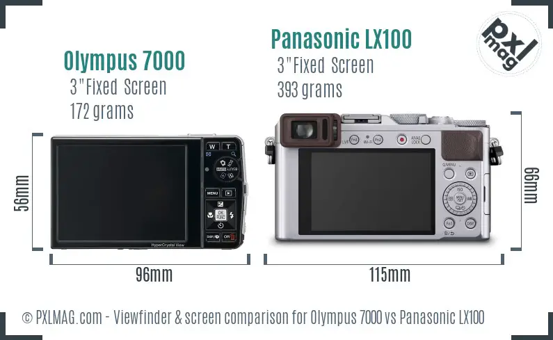 Olympus 7000 vs Panasonic LX100 Screen and Viewfinder comparison