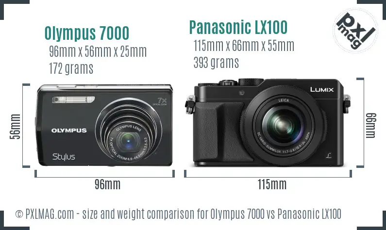 Olympus 7000 vs Panasonic LX100 size comparison