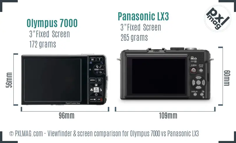 Olympus 7000 vs Panasonic LX3 Screen and Viewfinder comparison