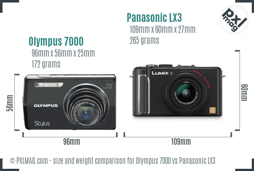 Olympus 7000 vs Panasonic LX3 size comparison