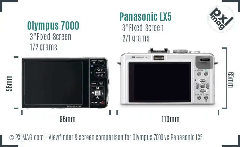 Olympus 7000 vs Panasonic LX5 Screen and Viewfinder comparison